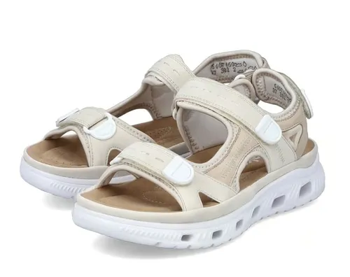 Rieker Trekkingsandale 64074-60 beige Damen, Größe 42 (US 10) - Wanderschuhe mit optimalem Komfort und bester Passform, dank verstellbarem Klettverschluss und flexibler Sohle – ideal für jede Wanderung!
