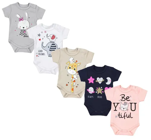 TupTam Unisex Baby Kurzarmbody 5er Pack mit Spruch - Größe 86 - Bunte Kurzarmbodys aus 100% Baumwolle, ideal für den täglichen Einsatz. Bequeme Passform und süße Aufdrucke machen sie zum Must-Have für Babys.