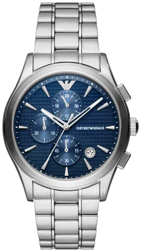 Emporio Armani AR11528 - Chronograph Herren Uhr - Armbanduhren mit elegantem blauen Ziffernblatt, wasserdicht bis 5 ATM und aus 50% recyceltem Edelstahl für umweltbewusste Stilbewusste.
