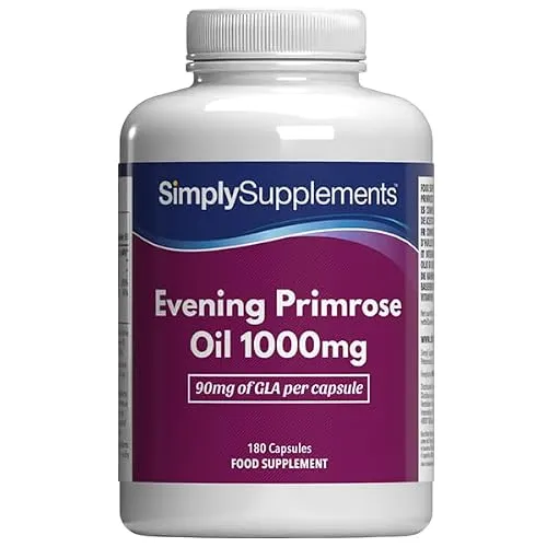 Nachtkerzenöl 1000mg Kapseln | Unterstützt das hormonelle Gleichgewicht & gesunde Haut | Mit zusätzlichen Vitaminen B6 & E | 180 Kapseln = 60 Tag Vorräte | Hergestellt in Großbritannien