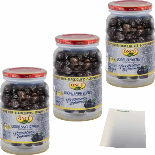 Öncü Schwarze Oliven Kaliber 2XL-XL 3er Pack 3x500g PET-Dose usy Block