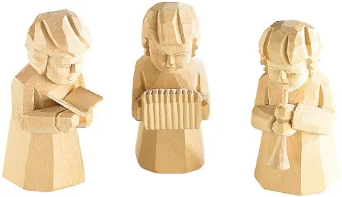 infactory Weihnachtsfiguren klein: Schnitzfiguren-Trio aus Holz Weihnachtsmusikanten (Kleine Weihnachtsfiguren aus Holz, Schnitzfiguren für Weihnachten, musikanten)
