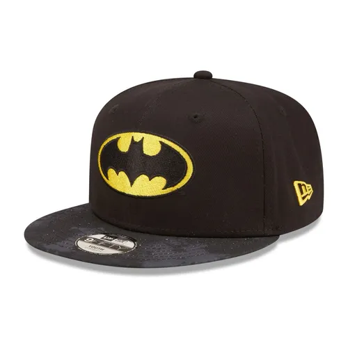 New Era 9Fifty Snapback Kinder Cap - Batman schwarz - Youth - Stylische Snapback-Cap für Kinder im Batman-Design. Ideal für Freizeitaktivitäten im Sommer, aus hochwertiger Baumwolle und Polyester gefertigt. Perfekte Passform für kleine Fans!