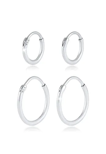 Kuzzoi Herren-Ohrringe Creolen Set - 2 Paar aus 925 Sterling Silber - Ohrringe für Herren: Handgefertigte Creolen aus 925 Sterling Silber, poliert und zeitlos, ideal als Geschenk für besondere Anlässe.