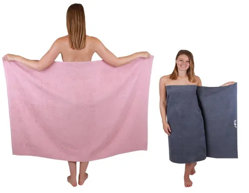 Betz Duschtücher Maxi XXL 2er Set BERLIN – 100x150 cm lotus-dunkelgrau - Badetücher in XXL-Format, 100% Baumwolle, 360 g/m² für höchsten Komfort. Waschbar bei 60°C, trocknergeeignet. Ideal für ein luxuriöses Duscherlebnis.
