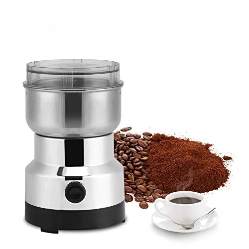 220V Elektrische Kaffeemühle, Edelstahl Coffee Grinder Kaffeepulver Schonend Mahlen Kaffeebohnen Gewürzmühle für Kaffee Bohnen Gewürze Nüsse Gewürze Kräuter Pfeffer und vieles mehr