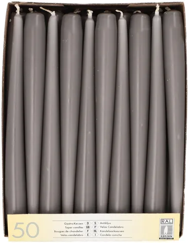 STARPAK Leuchterkerzen 22 mm grau - 50er Pack - Hochwertige Leuchterkerzen in elegantem Grau, ideal für stimmungsvolle Beleuchtung in Ihrem Zuhause oder bei besonderen Anlässen.