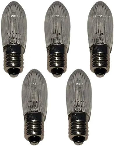 5er Pack Topfkerze Spitzschaftkerze Riffelkerze 34V 3W für Schwibbogen Pyramiden Lichterketten innen