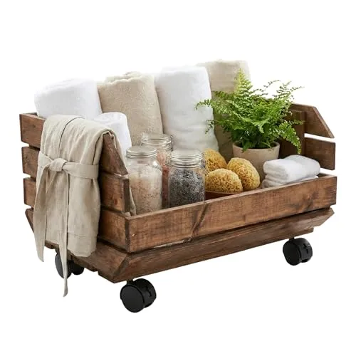 GoodFreshDecor Holzkiste mit Rollen – Vintage Deko für Innen und Außen
