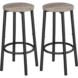 Barhocker 2er Set mit Fußstütze, Metallgestell in Greige + Schwarz - Stylisches Barhocker 2er Set mit Fußstütze, Metallgestell in Greige + Schwarz. Ideal für Küche, Bar oder Balkon – platzsparend und einfach zu montieren. Verleiht jedem Raum einen modernen Akzent!