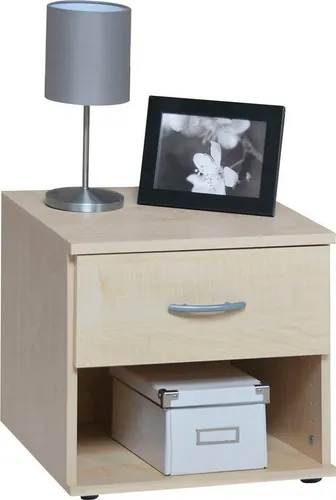Möbeldesign Team 2000 Container Beistelltisch Nachtschrank ahorn -7 - Nachttisch mit modernem Design, 1 Schublade und offenes Fach, ideal für praktischen Stauraum im Schlafzimmer.