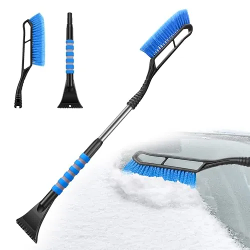 MMOBIEL Schneebesen und Eiskratzer für Auto-Windschutzscheibe Auto Zubehör Winter Schneebürste - Auseinandernehmbar Universal-Handfeger für Auto – Ergonomischer Rutchfester Softgriff – Blau