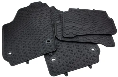 kfz-premiumteile24 Premium Gummimatten kompatibel mit Polo IV (9N/9N2/9N3) + Polo Cross Baujahr 2002-2009 Fußmatten Allwetter 100% Passgenau Drehknebel Oval Schwarz
