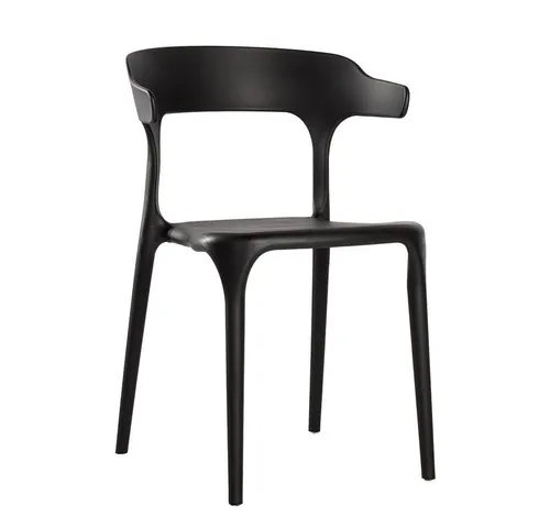 Lüllmann Besucherstuhl Stapelbarer Designstuhl mit Armlehnen, Farbe schwarz (1, 1 St), Designerstuhl aus Kunststoff, robust, pflegeleicht