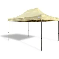 Grasekamp Faltpavillon Premium Line 3x4,5m Beige – Schnell Aufgebaut - Vielseitiger Faltpavillon mit einfacher Handhabung für jede Gelegenheit. Inklusive Transporttasche, Spannseilen und Erdnägeln. Ideal für Gartenpartys oder Märkte, schnell und ohne Montage.
