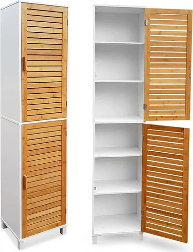 osoltus Badregal Hochschrank 190cm aus Bambus in weiß von osoltus