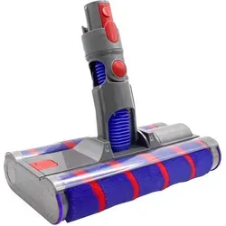 Trade-Shop Elektrische Doppel-Bürste / Turbobürste / Bodendüse / Parkettdüse mit 2 Softrollen kompatibel mit Dyson V7, V8, V10, V11, V15 Staubs... - Grau/Lila/Rot