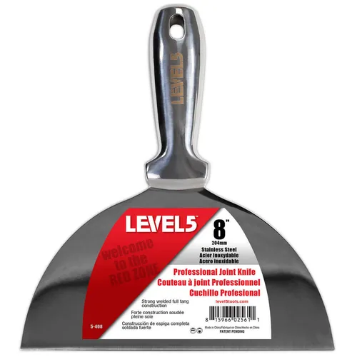 LEVEL5 Profi Spachtel 204mm aus Edelstahl - Hochwertiger Malerspachtel aus 100% Edelstahl, ideal für professionelle Trockenbauarbeiten und sorgt für ein perfektes Finish.
