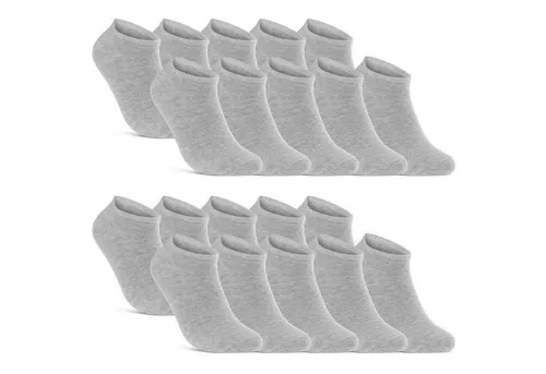 sockenkauf24 Sneakersocken 10, 20, 30 Paar Sneaker Socken Damen & Herren Schwarz Weiß Grau (Grau, 20-Paar, 35-38) Baumwolle - 16900 WP