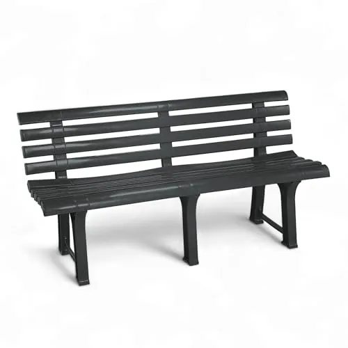 Spetebo Kunststoff Gartenbank 3-Sitzer - anthrazit - Wetterfeste Gartenbank für 3 Personen, maximale Belastbarkeit von 200 kg und pflegeleichtes Material. Ideal für den ganzjährigen Einsatz im Garten oder auf der Terrasse.