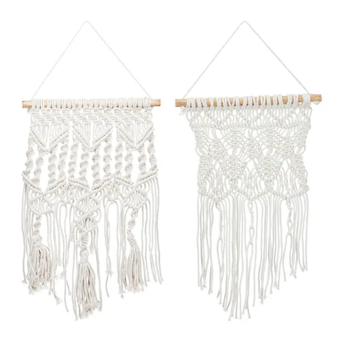 Makramee Wandbehang 2er Set Bohodeko Macrame Wandhänger Wanddekoration Baumwolle