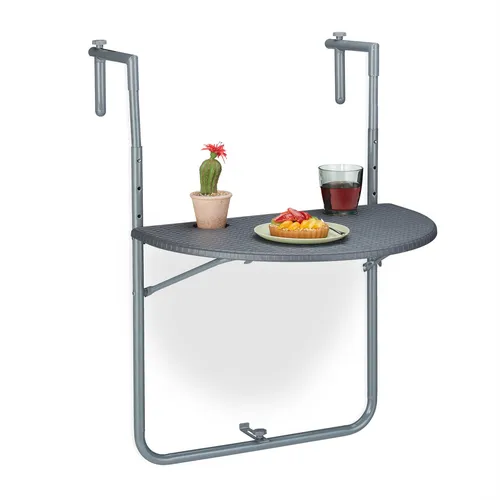 Balkonhängetisch Klappbarer Geländertisch 30 kg grau - Kategorie: Tische, klappbarer Balkontisch aus robustem Stahl, ideal für kleine Balkone und platzsparend, max. Belastung 30 kg.