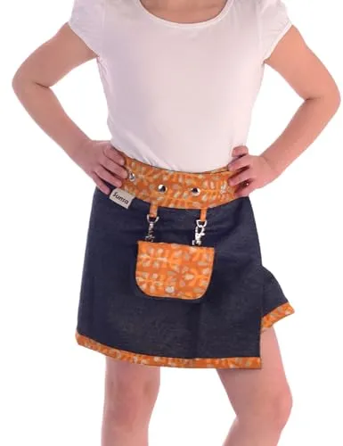 Sunsa Mädchen Jeansrock. Kinderrock Minirock wendbarer Wickelrock, kurzer Sommerrock,2 Kinder Röcke in einem. Denim Skirt, Jeans Rock kurz, Mädchenrock aus Jeans