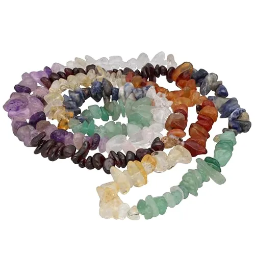 Lebensquelle Plus Splitterkette | Endlos ohne Verschluss | 80-90 cm lang | Edelstein Splitter Kette (Chakra)