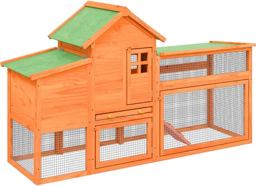 vidaXL Hühnerstall Braun 186,5x58,5x113 cm aus Kiefernholz