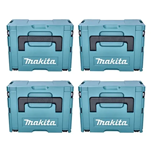 Makita MAKPAC Gr. 3 Kunststoffkoffer - Werkzeugkästen mit robusten, klappbaren Griffen und stapelbarem Design für einfache Lagerung und Transport.