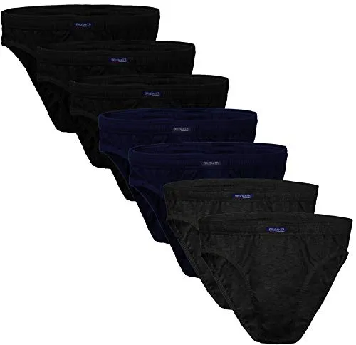 BRUBAKER 7er Pack Herren Slips 100% Baumwolle 3X Schwarz / 2X Anthrazit / 2X Dunkelblau Gr. L