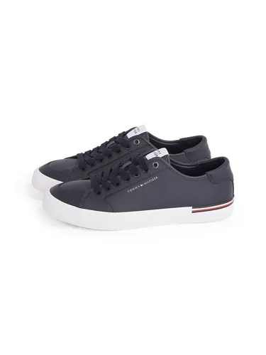 Tommy Hilfiger Herren Sneaker Low Core Corporate Vulcanized Leather - Herren-Sneaker aus hochwertigem Leder, optimaler Sitz und stilvolles Design für jeden Anlass. Ideal für Alltag und besondere Events, bietet Komfort und Klasse.
