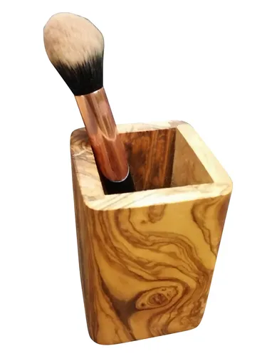 D.O.M. Utensilienbecher eckig KLEIN aus Olivenholz 12 cm von D.O.M. Die Olivenholz-Manufaktur