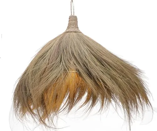 GURU SHOP Deckenlampe Parasol - Handgemacht aus Rattan und Seegras - Nachhaltige Deckenleuchte aus geflochtenem Seegras, 70x50x50 cm, ideal für ein natürliches Wohnambiente.