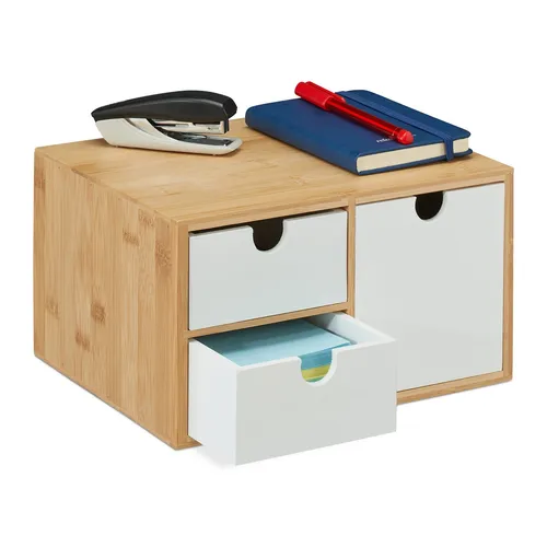 Schubladenbox bambus Schreibtisch Organizer Mini Kommode mit Schubladen MDF