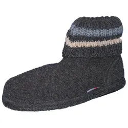 HAFLINGER Hüttenschuh Paul – Warme Schurwolle in Dunkelgrau, EU Gr. 37 - Hausschuhe aus 100% Schurwolle, atmungsaktiv und temperaturausgleichend, ideal für kalte Tage. Rutschfeste Filzsohle sorgt für Sicherheit im Haus.