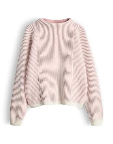 OPUS Damen Pullover POZOLI mit Streifenstrick Coral Blush, Größe 40 - Der OPUS POZOLI Pullover vereint stilvollen Komfort und zeitloses Design. Mit lockerer Passform und hochwertigem Material ist er ideal für vielseitige Outfits. Perfekt für modebewusste Frauen!
