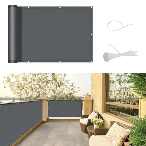 SUNNY GUARD Balkon Sichtschutz Wetterfest 80x800cm Balkonverkleidung Balkonabdeckung Balkonumspannung UV-Schutz Windschutz mit Kabelbinder,Anthrazit
