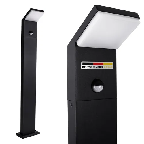 LED Außenstandleuchte 1505A1-800: Stilvoll mit Bewegungsmelder in Schwarz - Außenleuchten mit integriertem Bewegungsmelder und warmweißem Licht (3000K) für mehr Sicherheit und eine einladende Atmosphäre im Außenbereich.