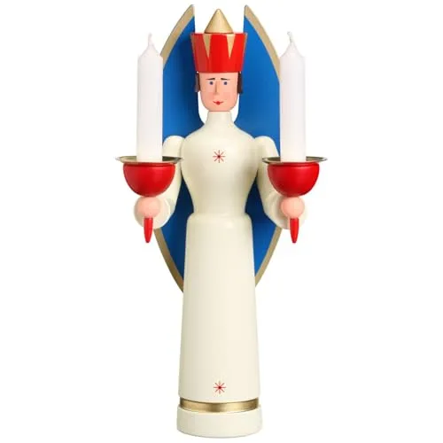 Seiffener Volkskunst Dekofigur Engel farbig (25cm) - Dekofiguren - Wunderschöne handgefertigte Engelfigur in leuchtenden Farben, ideal für festliche Dekoration und als Geschenk.