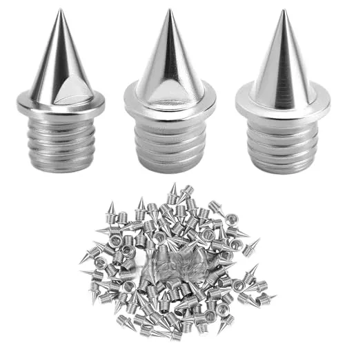 QWORK® 100stk Stahl Spike Nägel für Leichtathletik Sportschuhe, 1/4 Zoll 6mm Silber