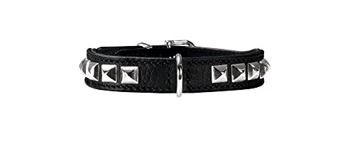HUNTER ROCKY PETIT Hundehalsband für kleine Hunde - Klassisches Hundehalsband aus weichem Rindnappaleder im rockigen Nietenlook, ideal für kleine Hunde und Made in Germany.