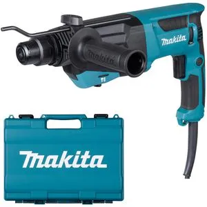 Makita Bohrhammer HR2670, SDS+, 800 W, Schlagkraft 3 Joule - Bohrmaschinen, leistungsstarker 800 W Bohrhammer mit 3 Joule Schlagkraft für effizientes Bohren, Hammerbohren und Meißeln in Beton, Holz und Stahl. Lieferung im robusten Werkzeugkoffer.