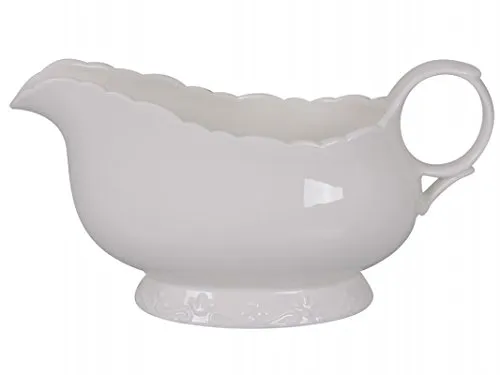 Sauciere Sossenschüssel Kanne aus Porzellan weiß 'Provence' von Chic Antique