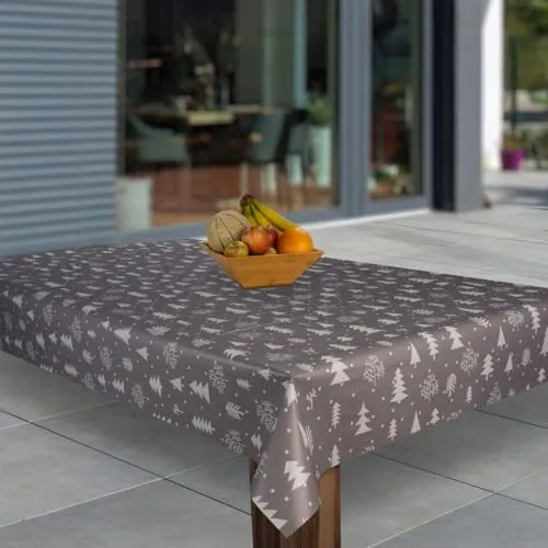 laro Wachstuch-Tischdecke Sterne Weihnachten Weihnachts-Motive PVC Wachstischdecke Eckig Meterware Wasserabweisend Abwischbar |20|, Muster:Weihnachten Grau Tannenbaum, Größe:118x200