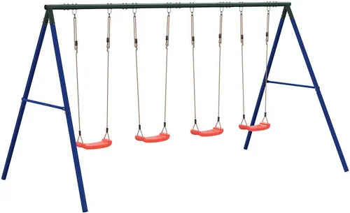 Vidaxl Schaukel-Set mit 4 Schaukelsitzen - Gestalte den Garten zum Spielparadies! Robustes Metallgestell sorgt für Stabilität und Langlebigkeit. Verstellbare Schaukelsitze wachsen mit deinem Kind mit und bieten zahlreiche Spielmöglichkeiten. Ideal für Gärten und Spielplätze.