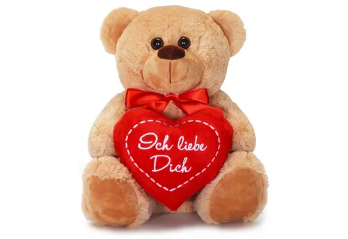 matches21 HOME & HOBBY Plüschfigur Teddybär mit Herz ICH LIEBE DICH Plüsch-Teddy braun 25 cm (1-St), Süßes Kuscheltier als Valentinstag Liebe Geschenk