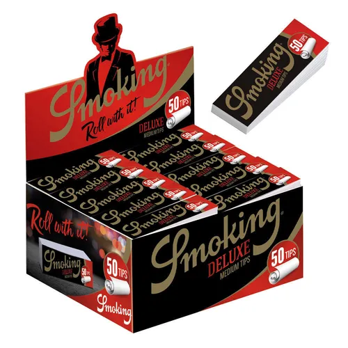 50er Box Smoking Medium Deluxe Filter Tips Zigarettenfilter Heftchen Papers