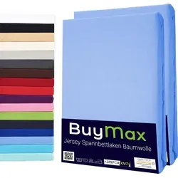 DOPPELPACK Spannbettlaken Jersey 100% Baumwolle in blau von Buymax