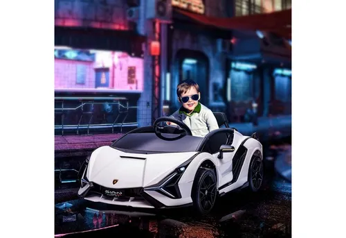 HOMCOM Lamborghini Kinderauto mit Fernbedienung - Kinder-Elektrofahrzeuge mit realistischer Optik, Geschwindigkeiten von 3-8 km/h und Sicherheitsgurten für ein sicheres Fahrerlebnis. Ideal für kleine Rennfahrer von 37-60 Monaten!